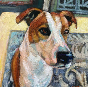 Oil portrait of dog