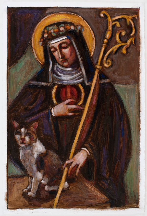 St.Gertrude ~ Patron Saint of Cats/Original Painting